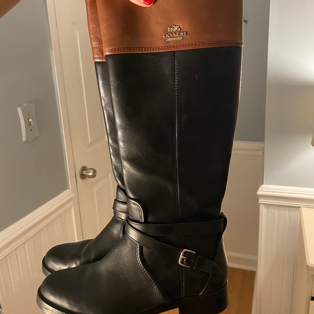 Coach Black & Brown Leather Boots